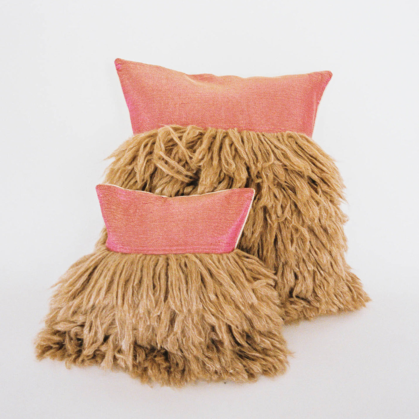 Pink and Brown Hand Knit Throw Pillows