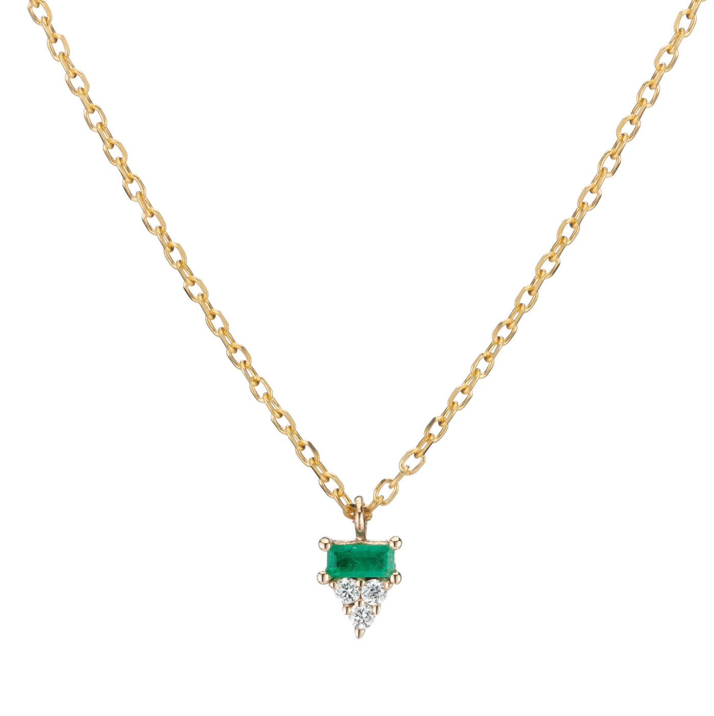 Baguette Cluster Emerald Necklace