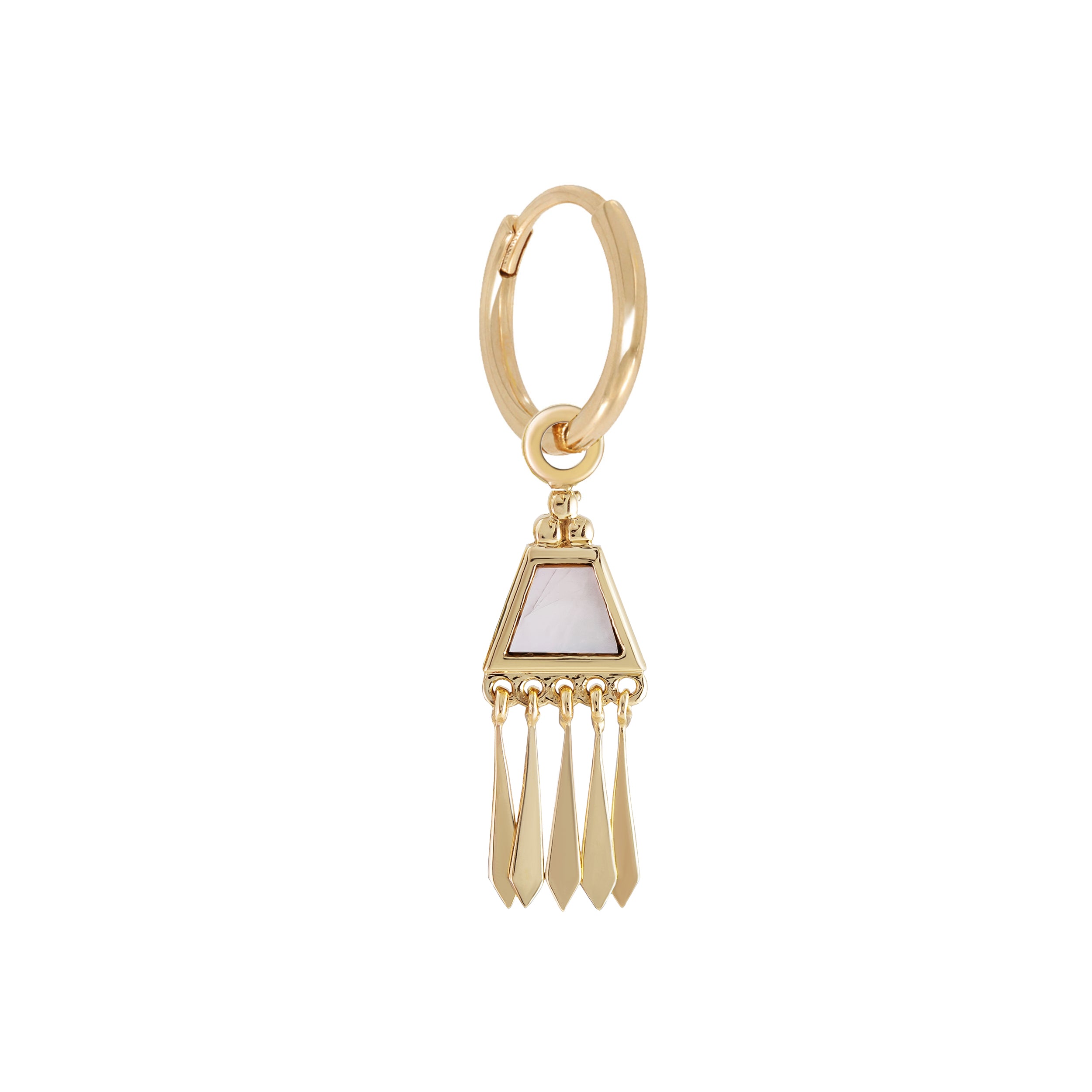 Mother of Pearl Tassel .5 Plaque Single Clicker Hoop Earring