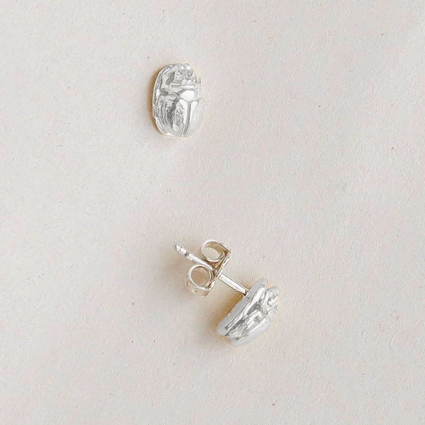 Scarab Stud Earrings Sterling Silver