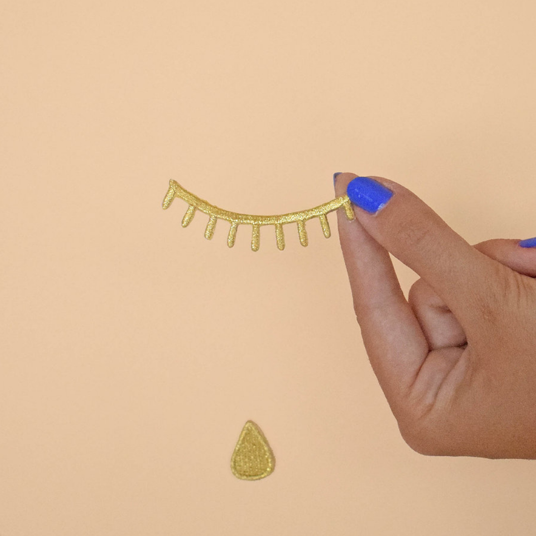 Eyelash & Teardrop Duo Iron-On Patch