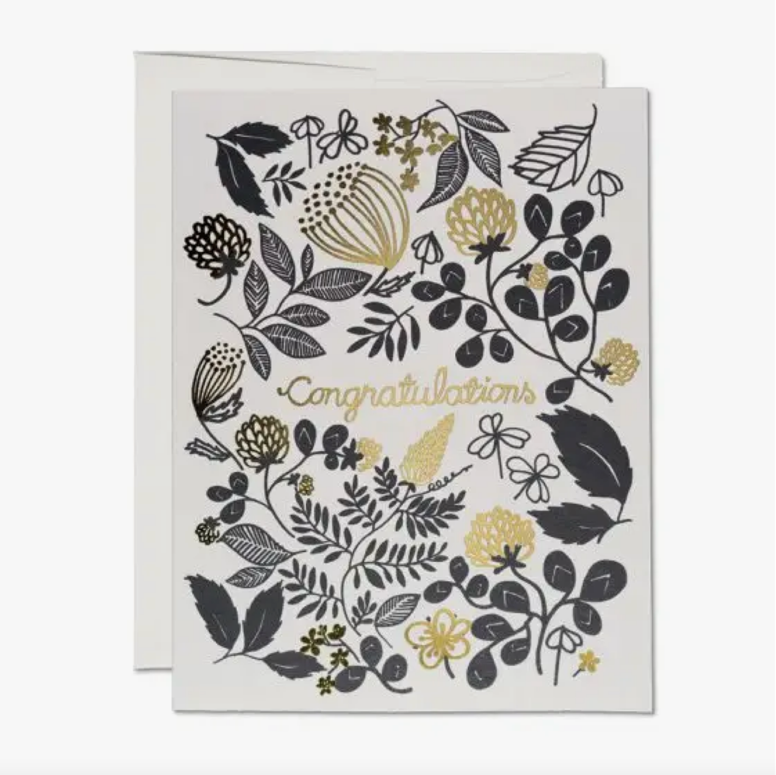 Dragon Vase 'Thank You' Greeting Card featuring floral illustration and gold foil text, designed by Becca Stadtlander, on heavyweight card stock.