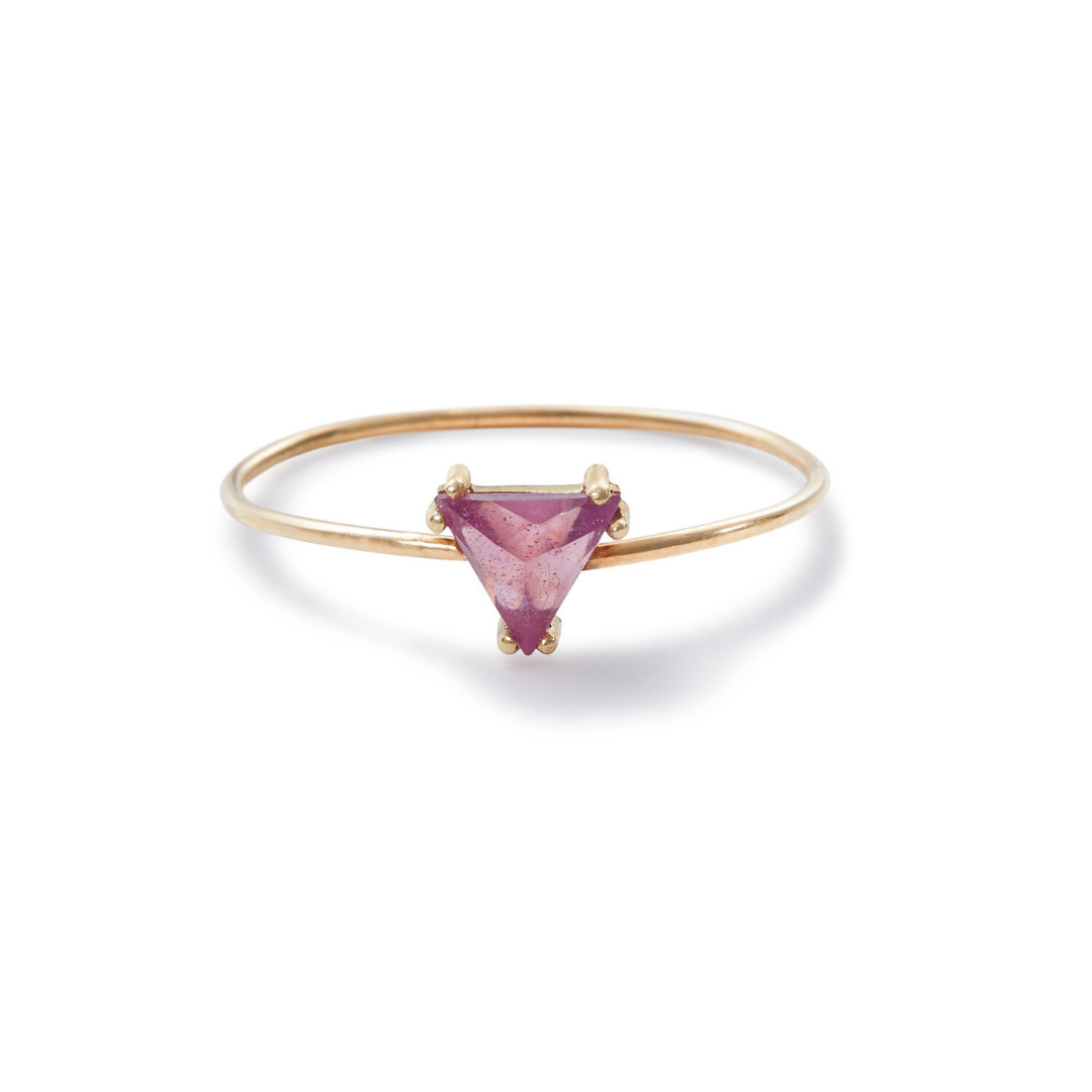 Ruby Trillion Stacking Ring in Yellow Gold