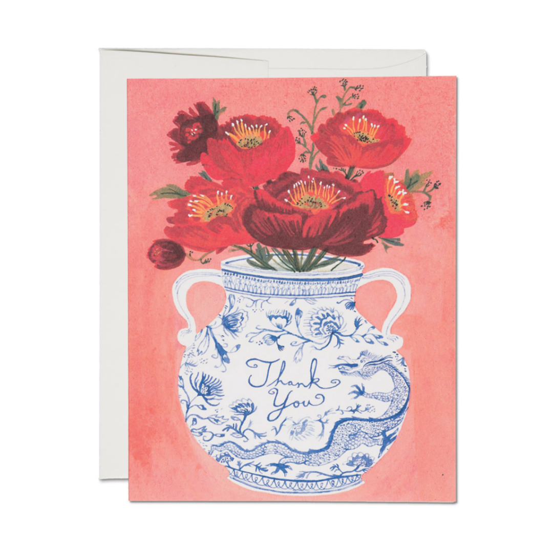 Dragon Vase 'Thank You' Greeting Card