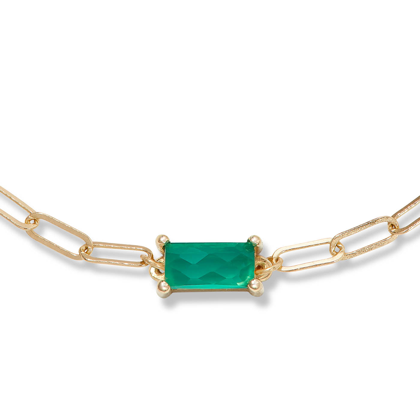Green Onyx Paperclip Chain Bracelet