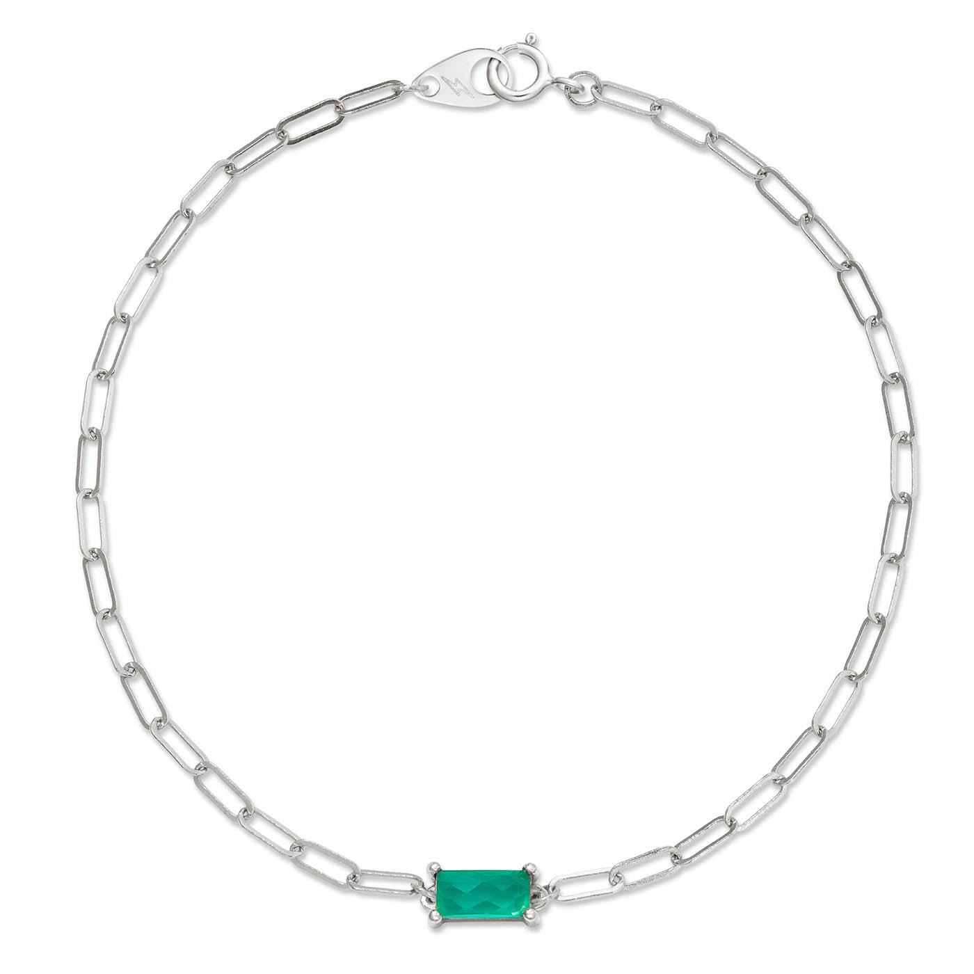 Green Onyx Paperclip Chain Bracelet