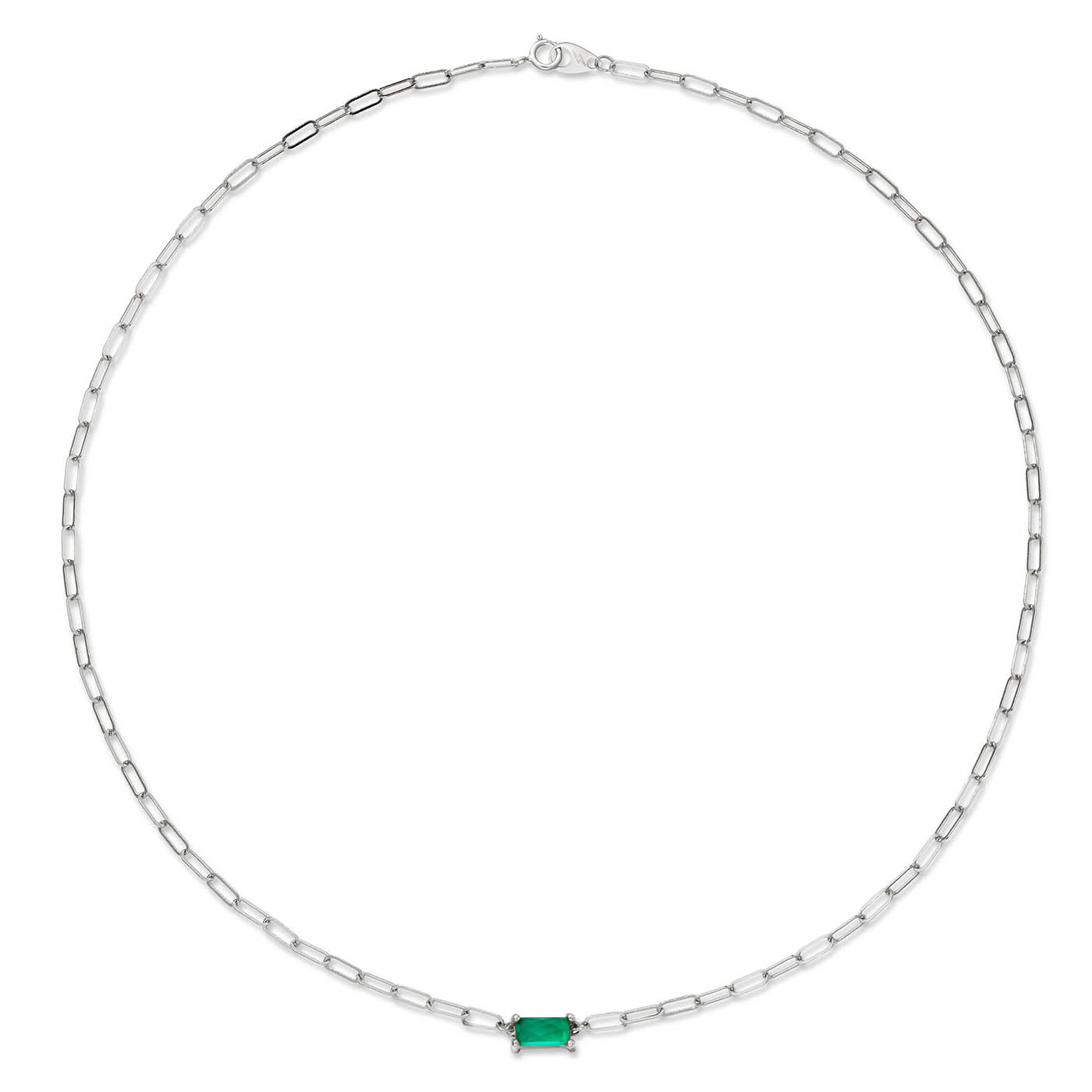 Green Onyx Paperclip Chain Necklace