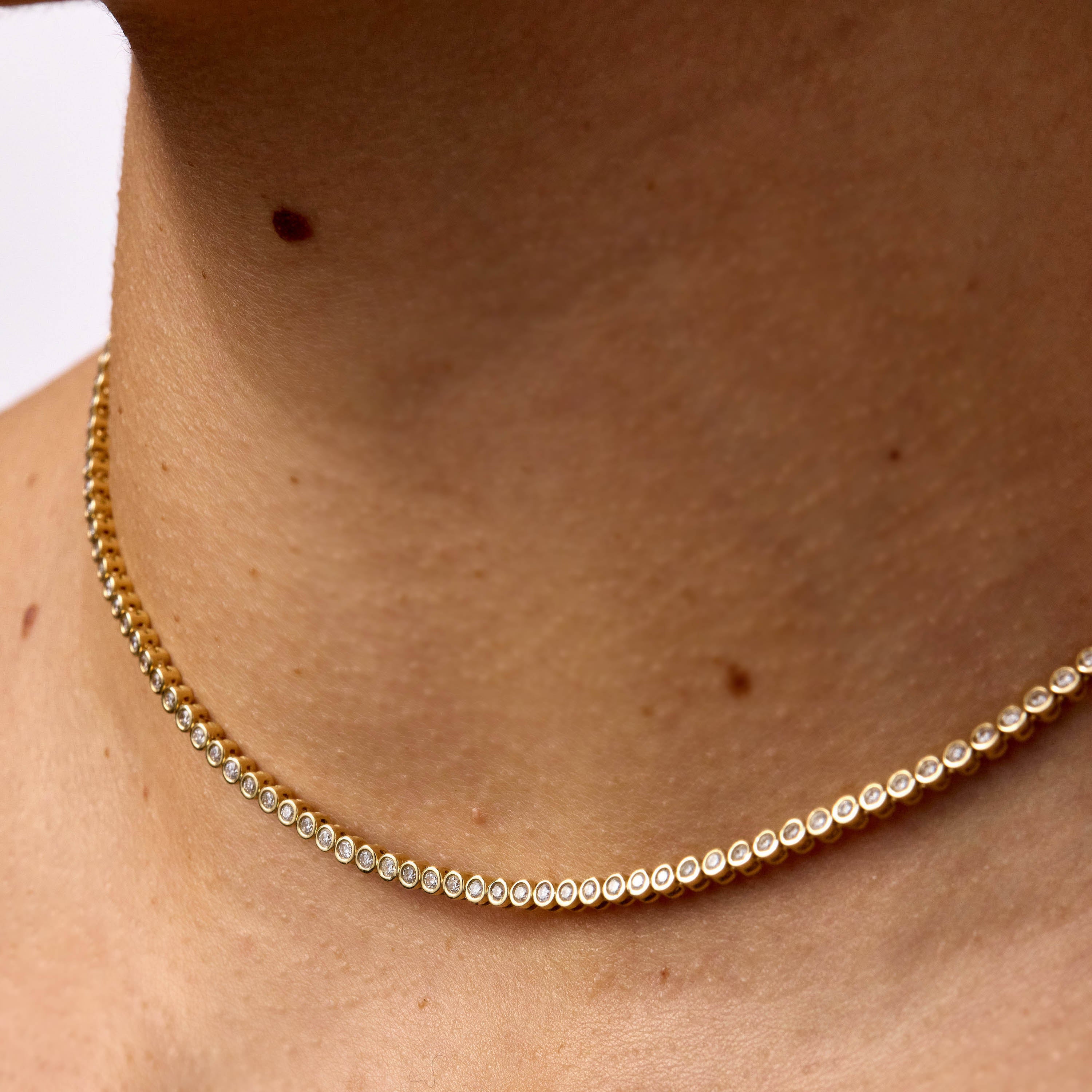 Bezel Set Diamond Tennis Necklace