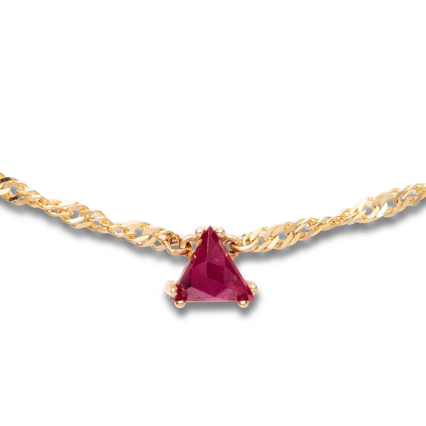 Thick Helix Ruby Trillion Necklace