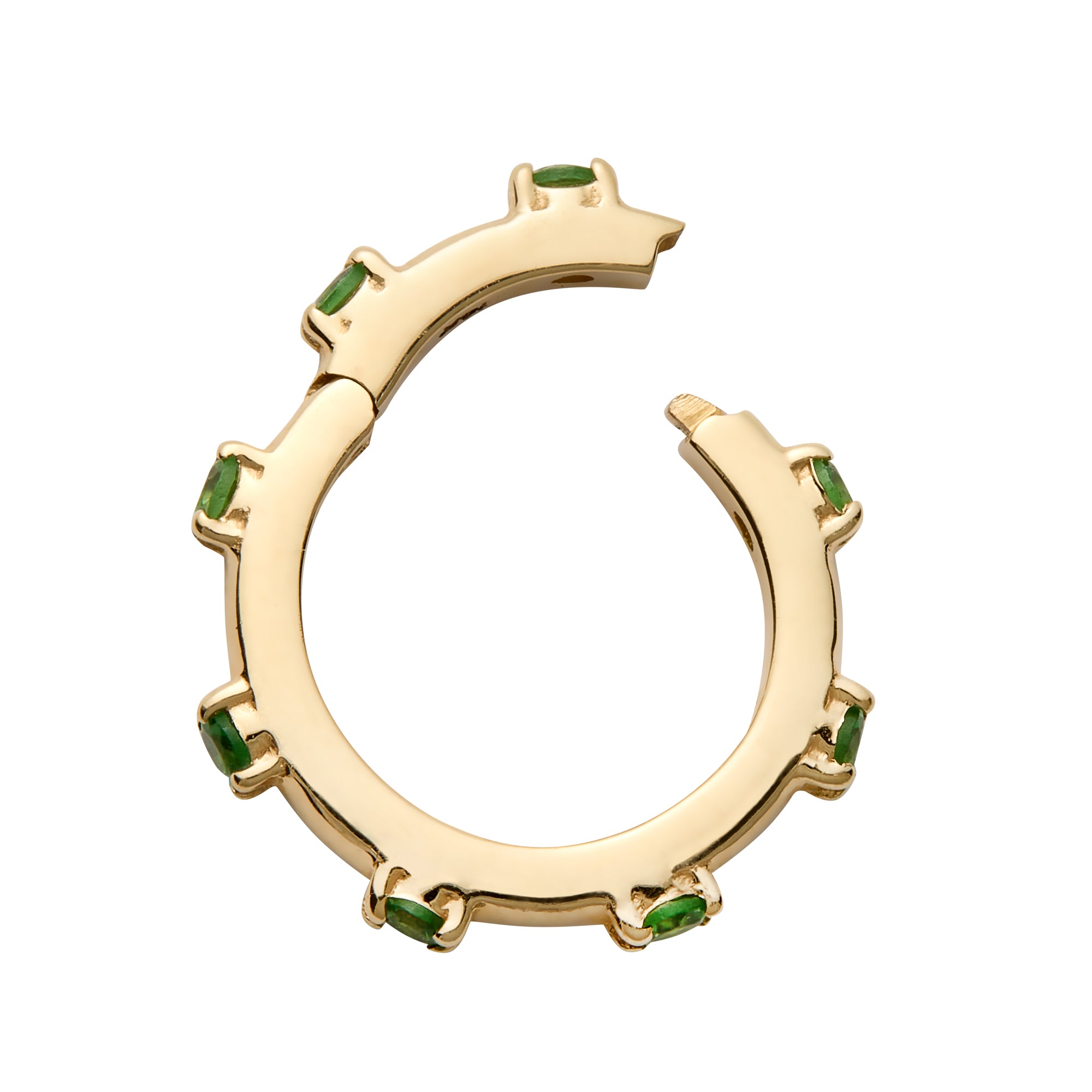 Round Baby Lock with Prong Set Emeralds