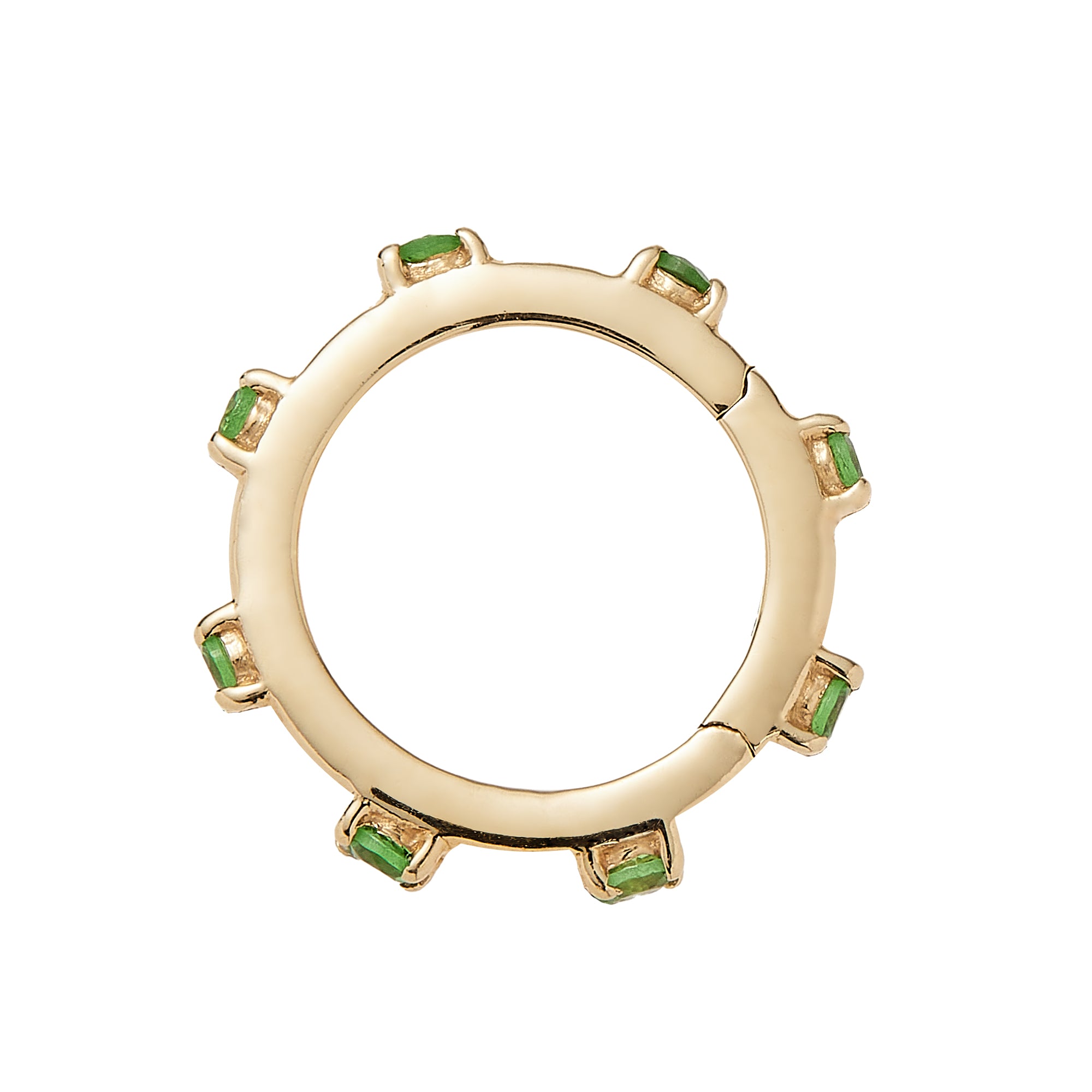 Round Baby Lock with Prong Set Emeralds