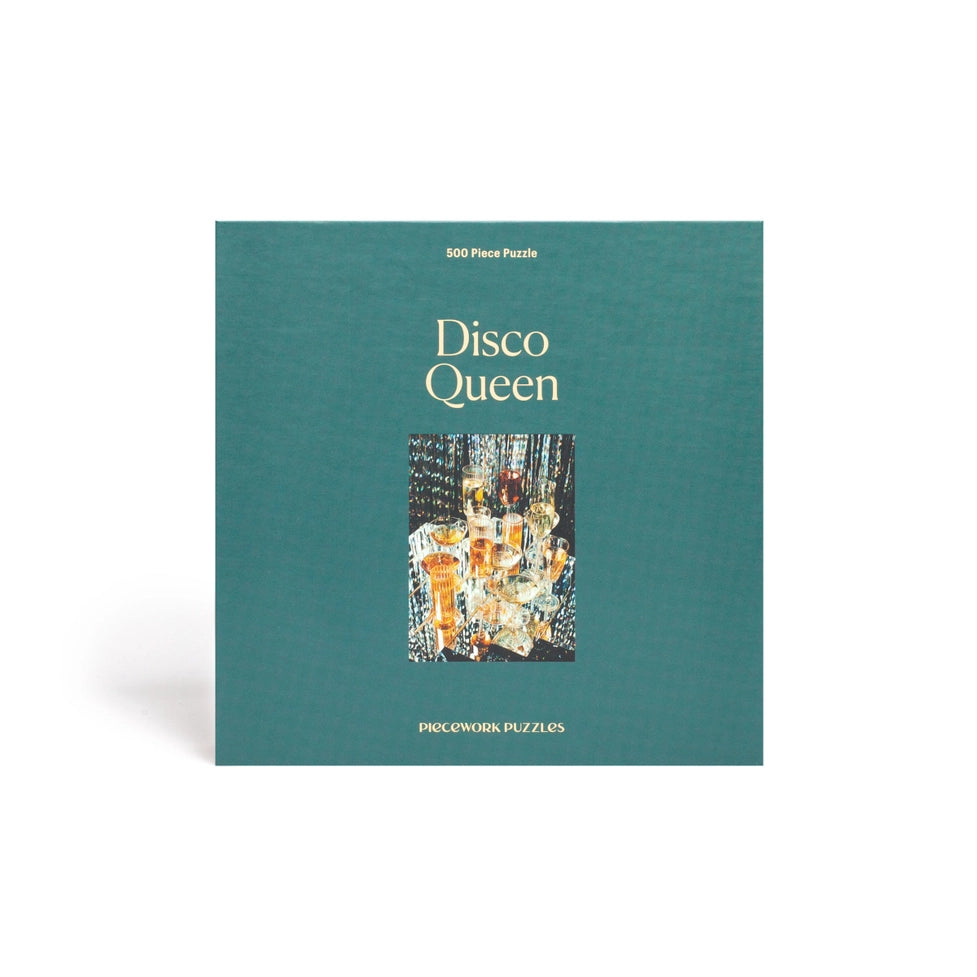 Puzzle box titled 'Disco Queen' with a teal cover and disco dancer illustration.