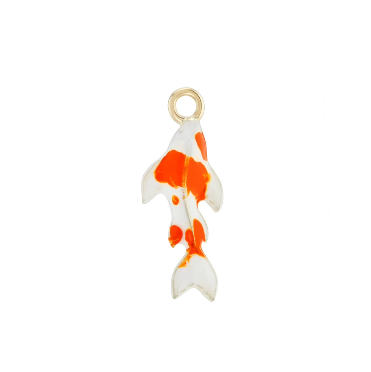 Koi fish charm with gold loop on a white background