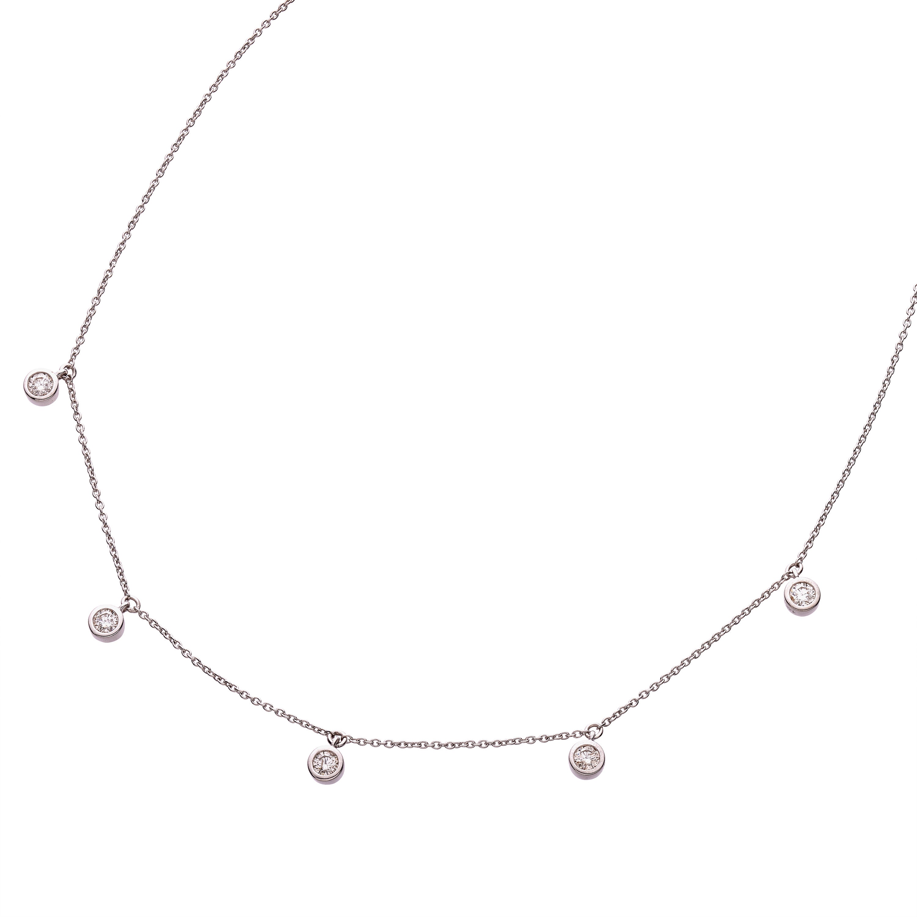 White Gold Diamond Drops Necklace