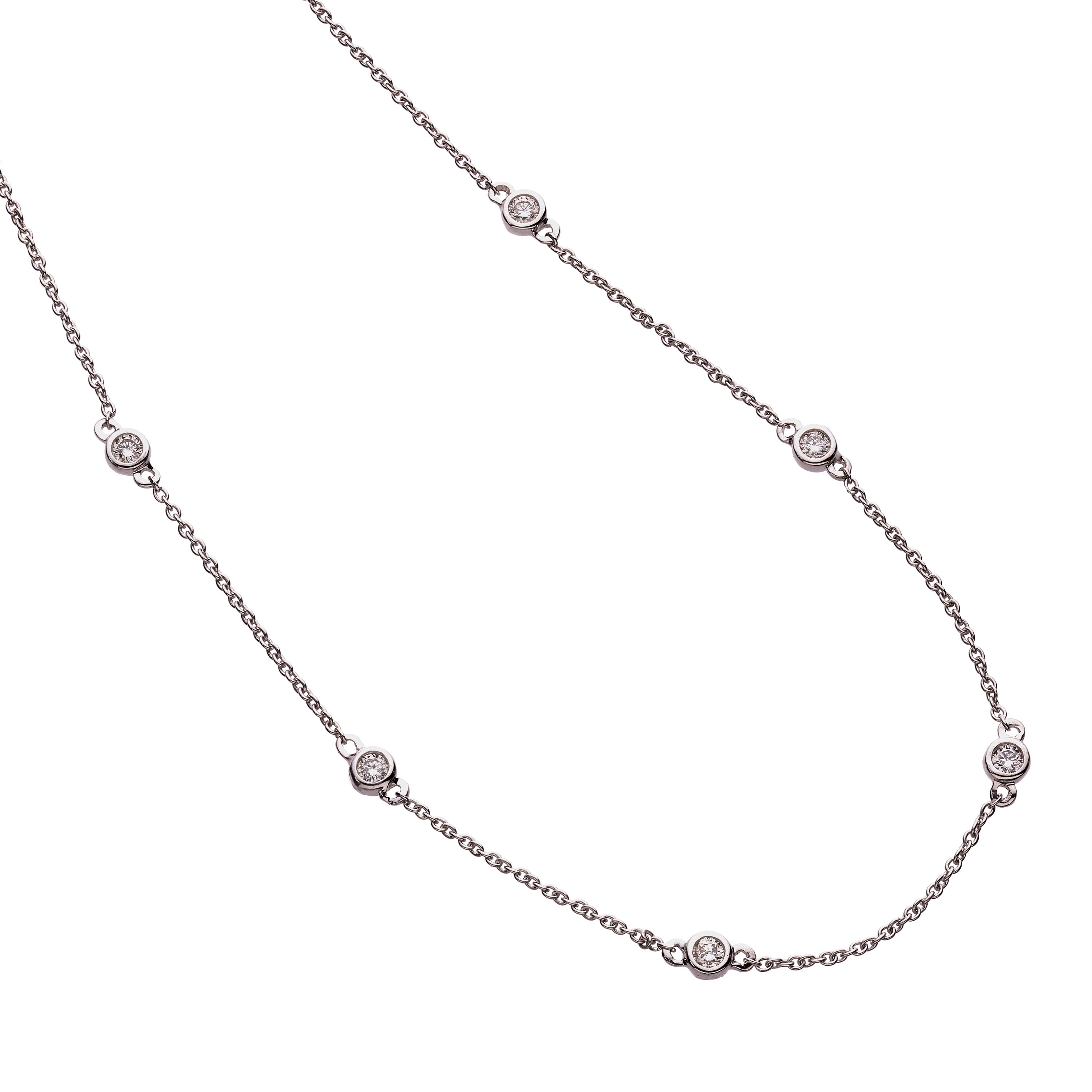 White Gold Chain With Bezel Set Diamonds