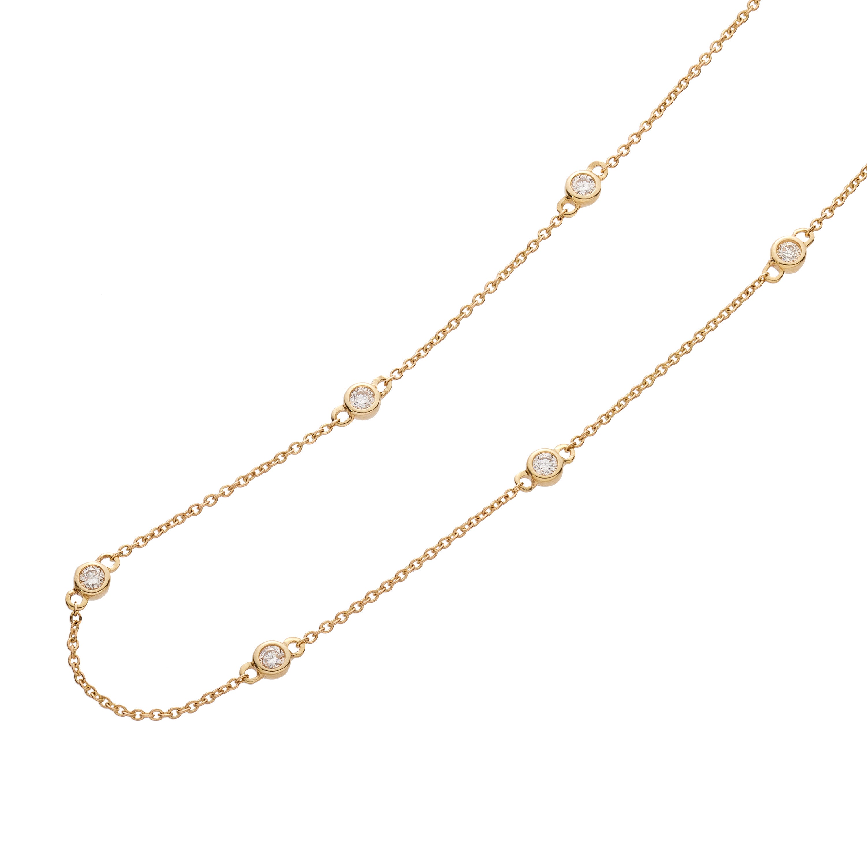 Yellow Gold Chain with Bezel Set Diamonds