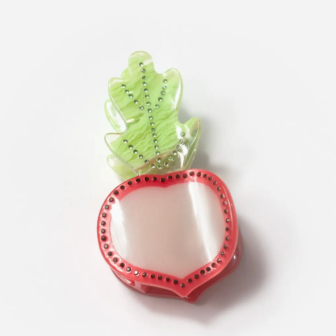 A sparkling rhinestone radish claw clip, the absolute cutest crudité