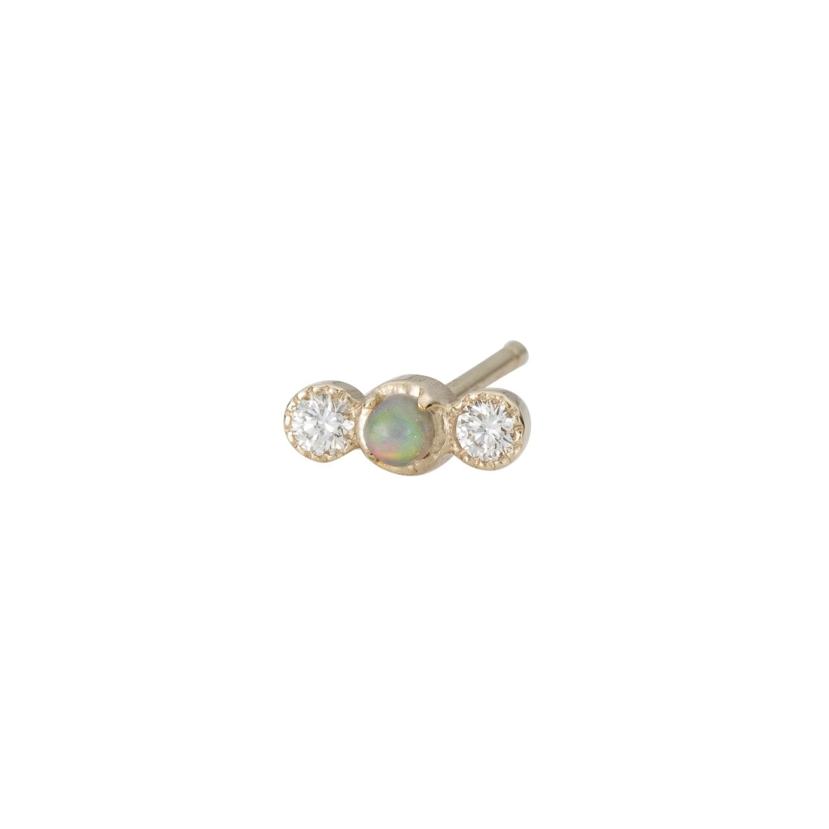 Opal and Diamond 14K Yellow Gold Stud Earring
