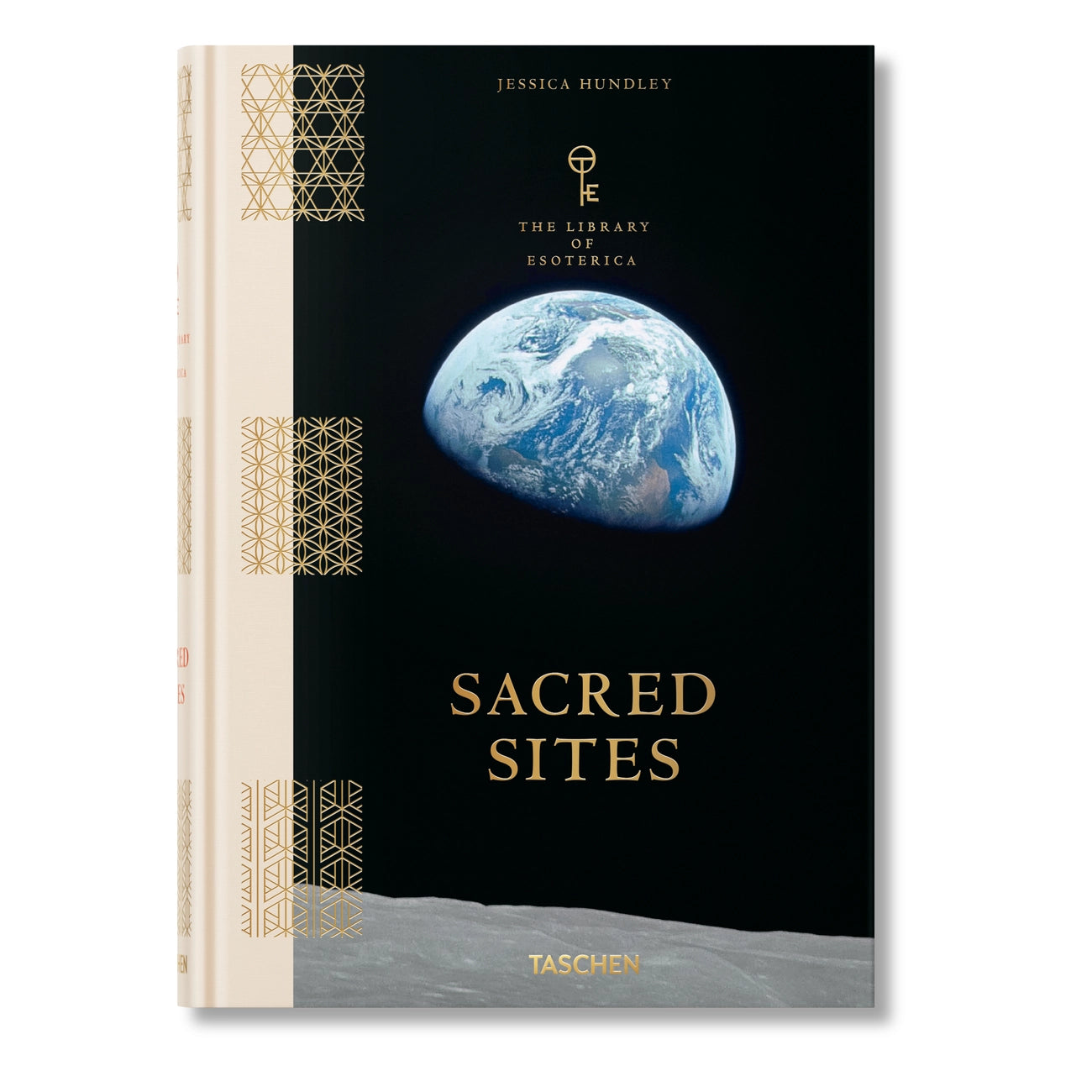 the book cover for library of esoterica: sacred sites featuring a picture of the earth as seen from the moon