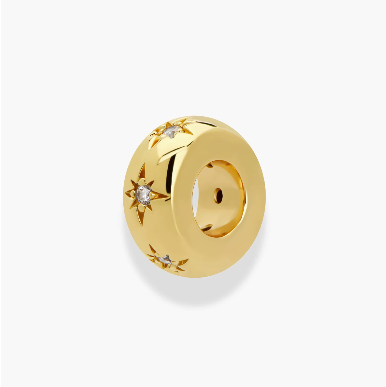 Gold Plate CZ Spacer Charm on white background