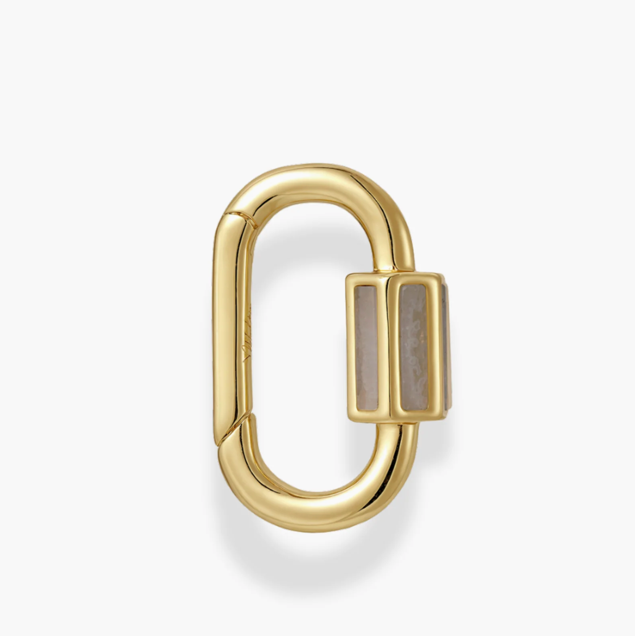 Gold Plate Carabiner with Blue lace Agate slices on white background