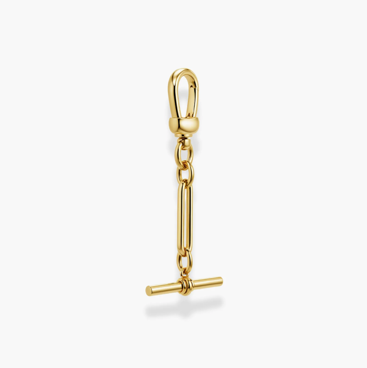 Gold charm with a toggle clasp on a white background