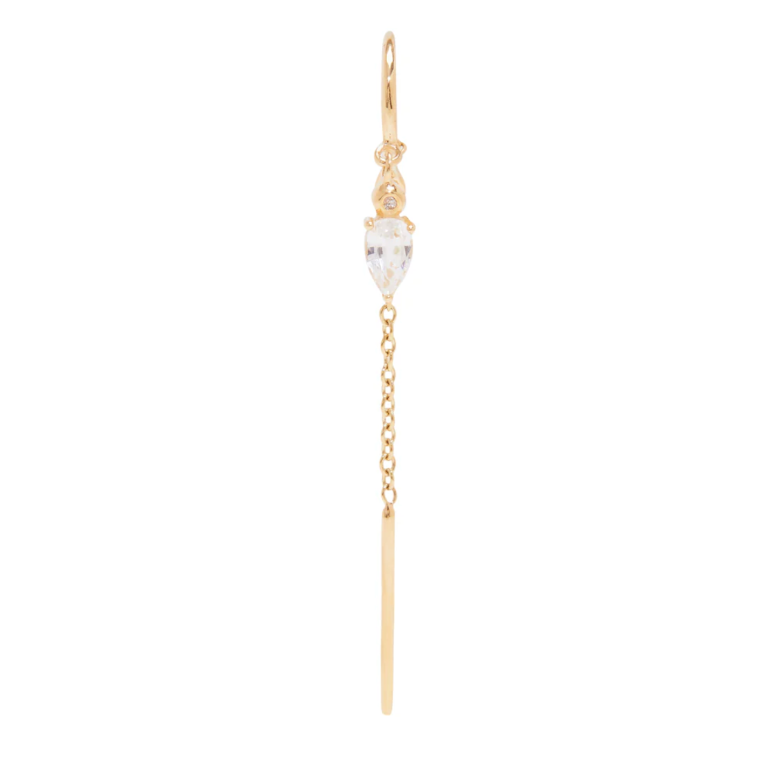 10k gold threader earring with diamond and white sapphire