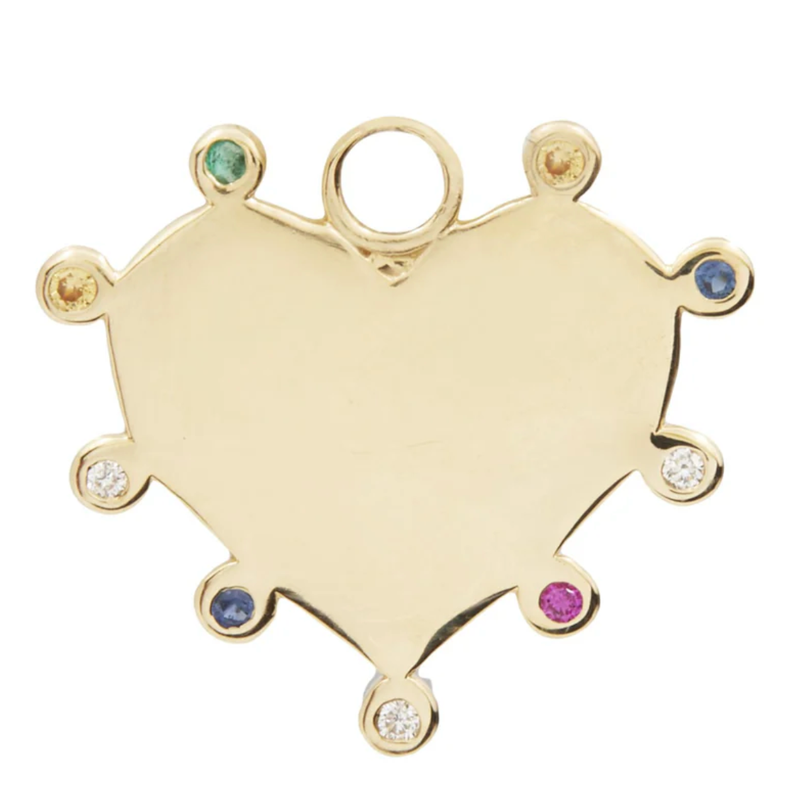 Scosha 10k Gold heart pendant with gemstones on a white background