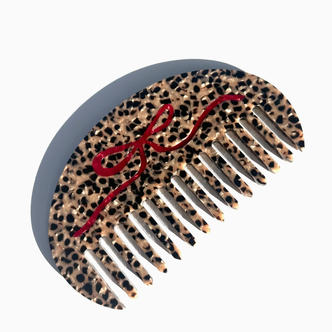 Leopard Comb Hand-Painted Leopard Bow Hair Comb | Brave Daughters