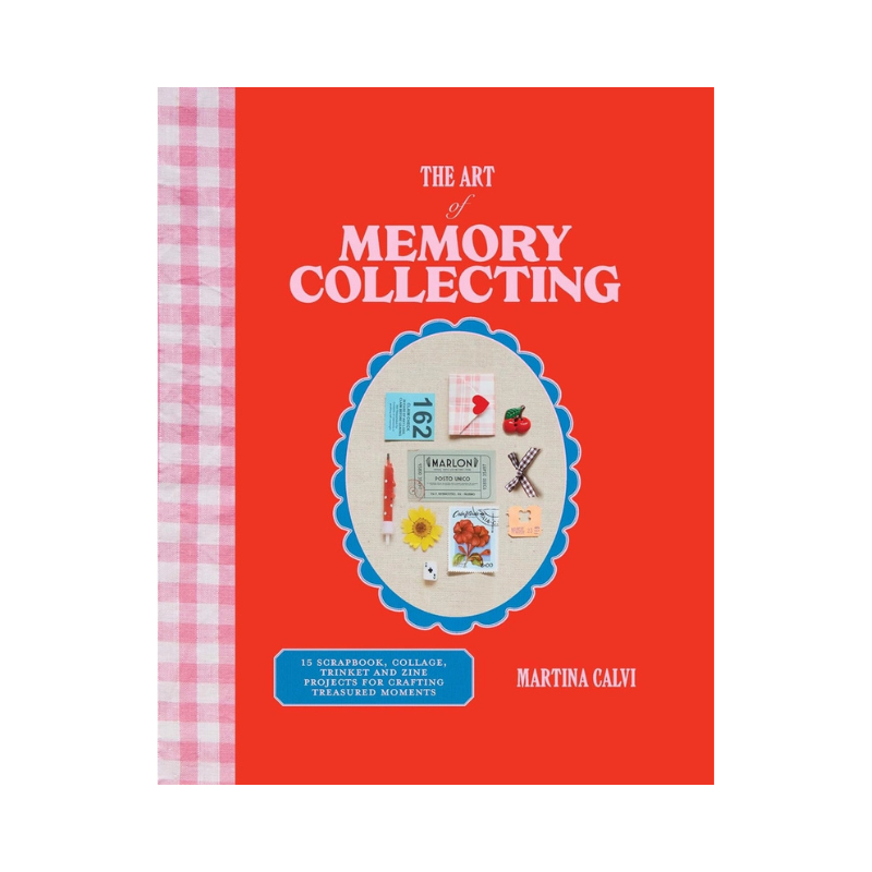 Book cover of 'The Art of Memory Collecting' with a red background and checkered side panel.