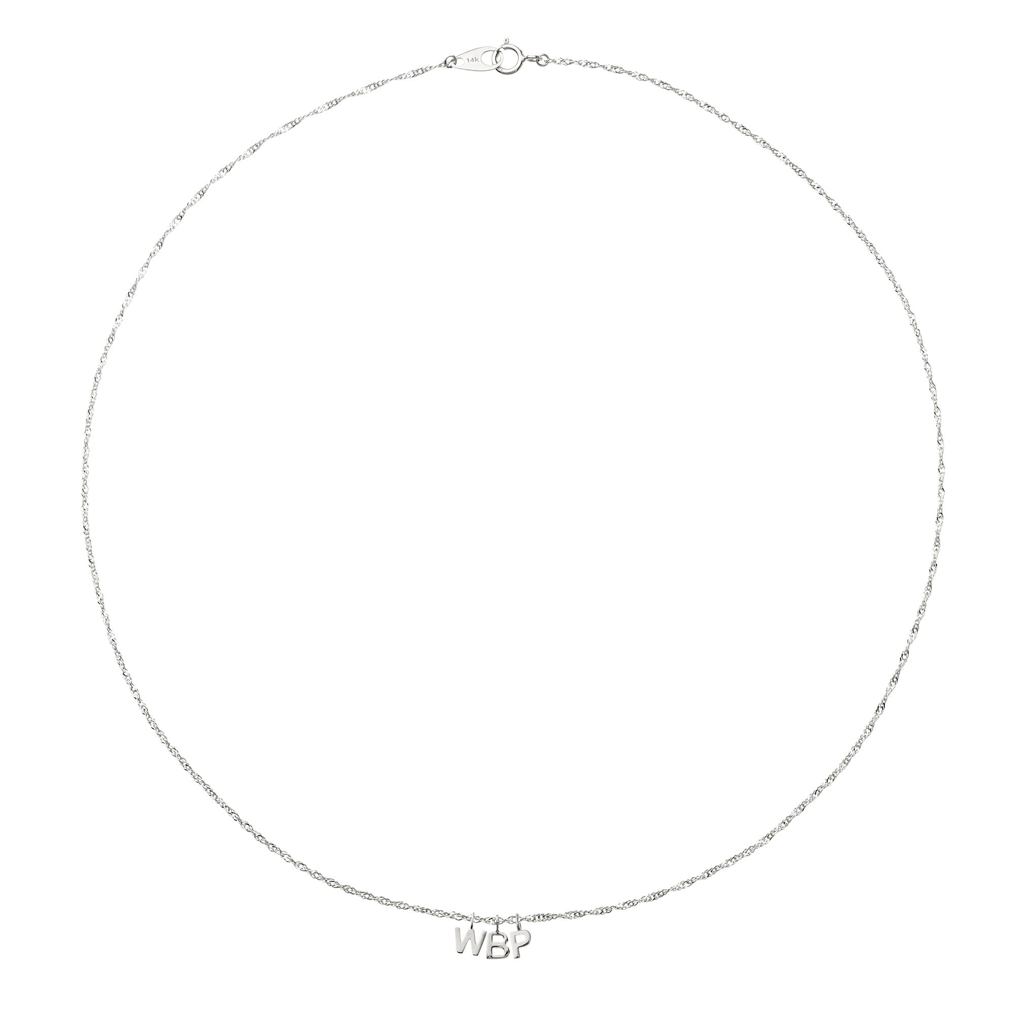 Silver necklace with a clasp on a white background