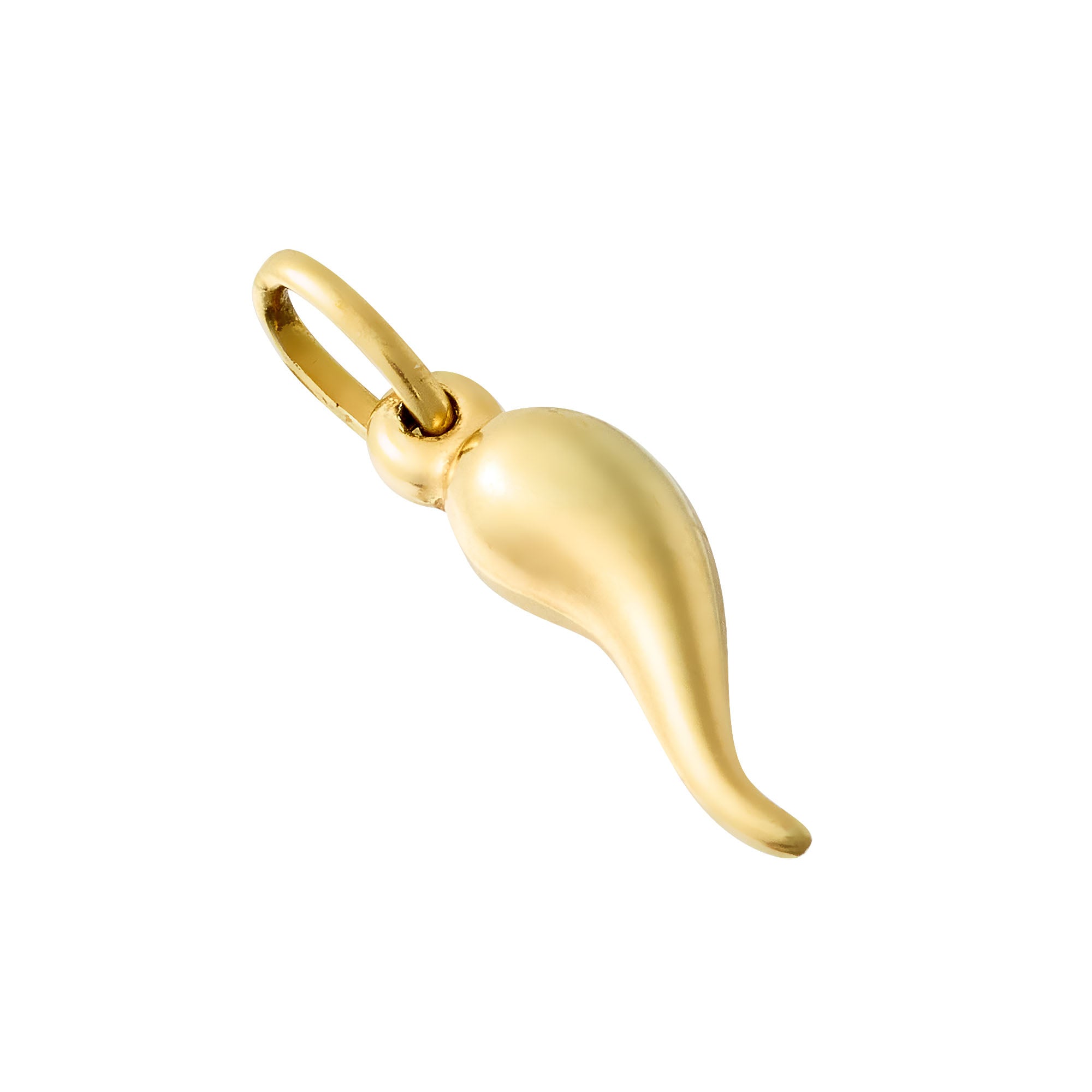 Vintage 14k gold Italian horn charm, classic cornicello amulet for protection and good luck – elegant talisman pendant for necklaces or bracelets.