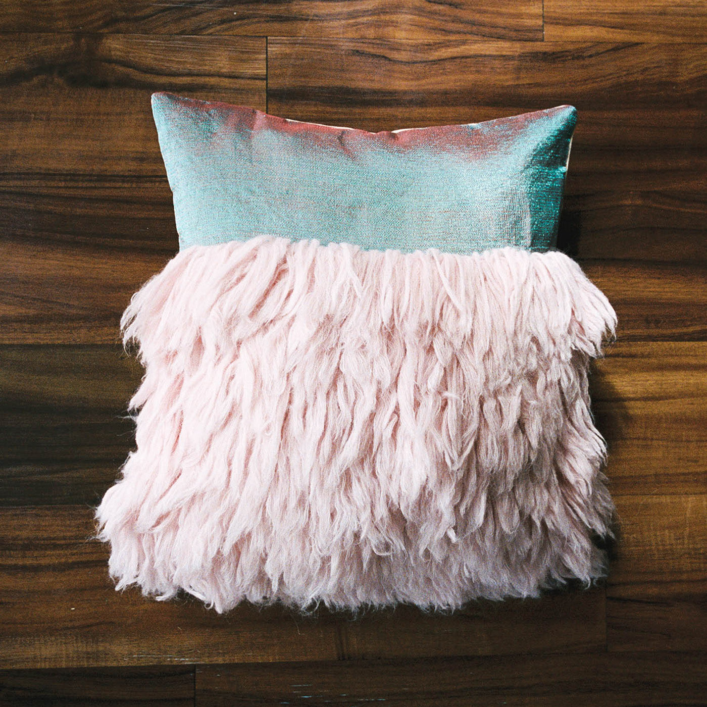 Hand Knit Textured Throw Pillow in Cotton Candy