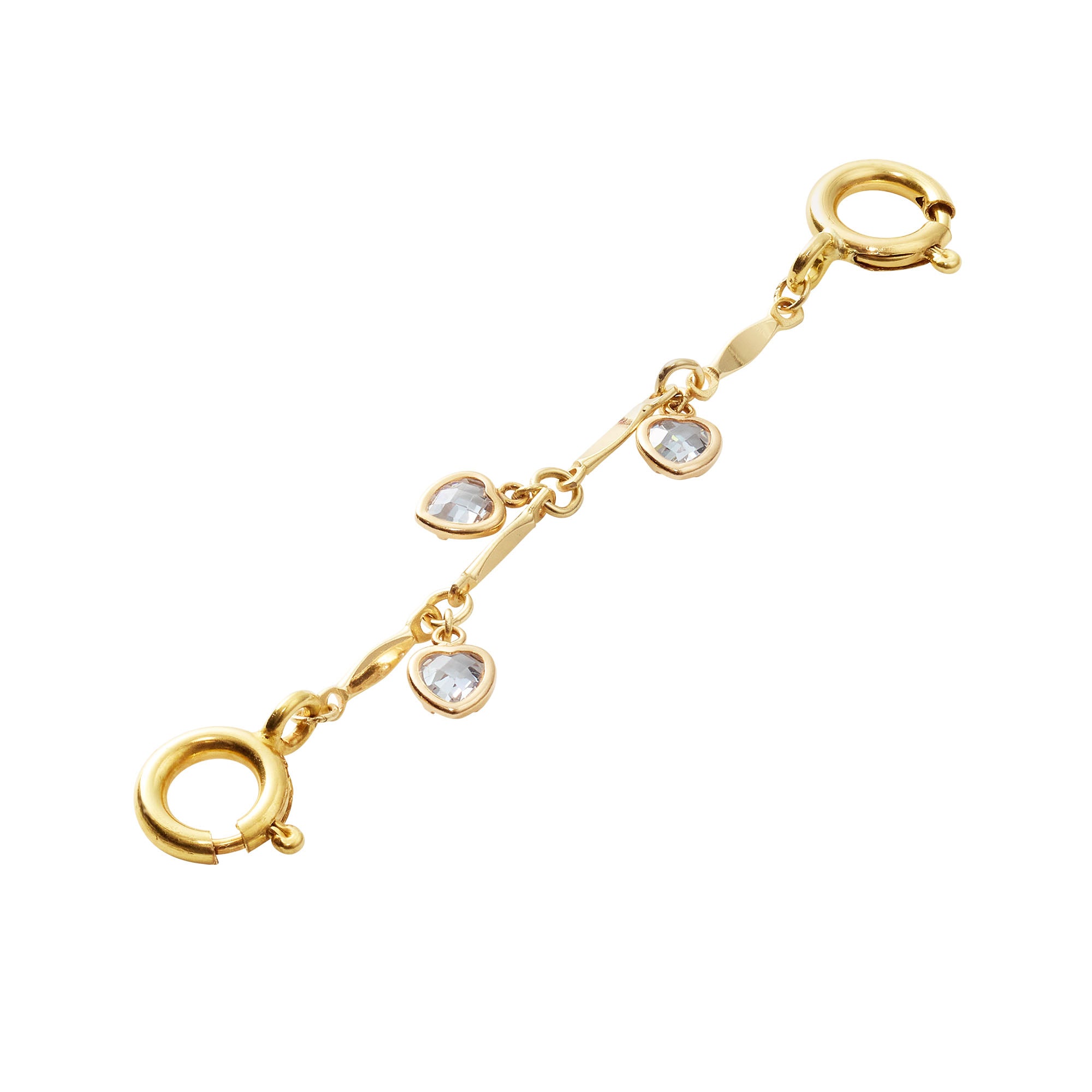 gold extender with clear hearts on white background