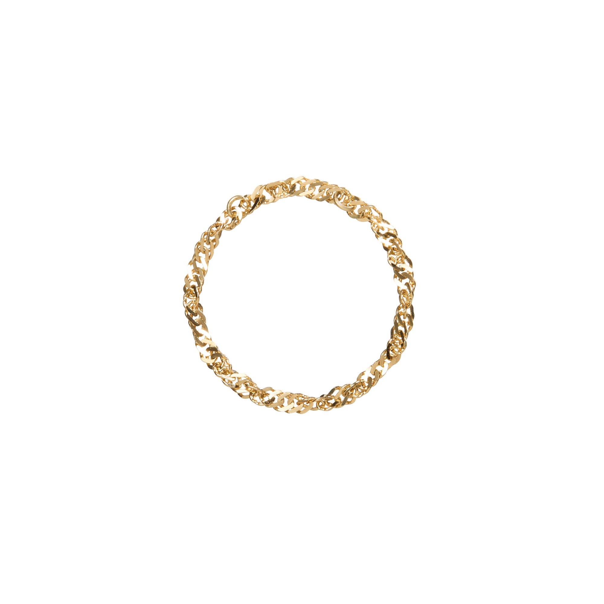A solid gold thick helix link chain ring shown on a plain white background.