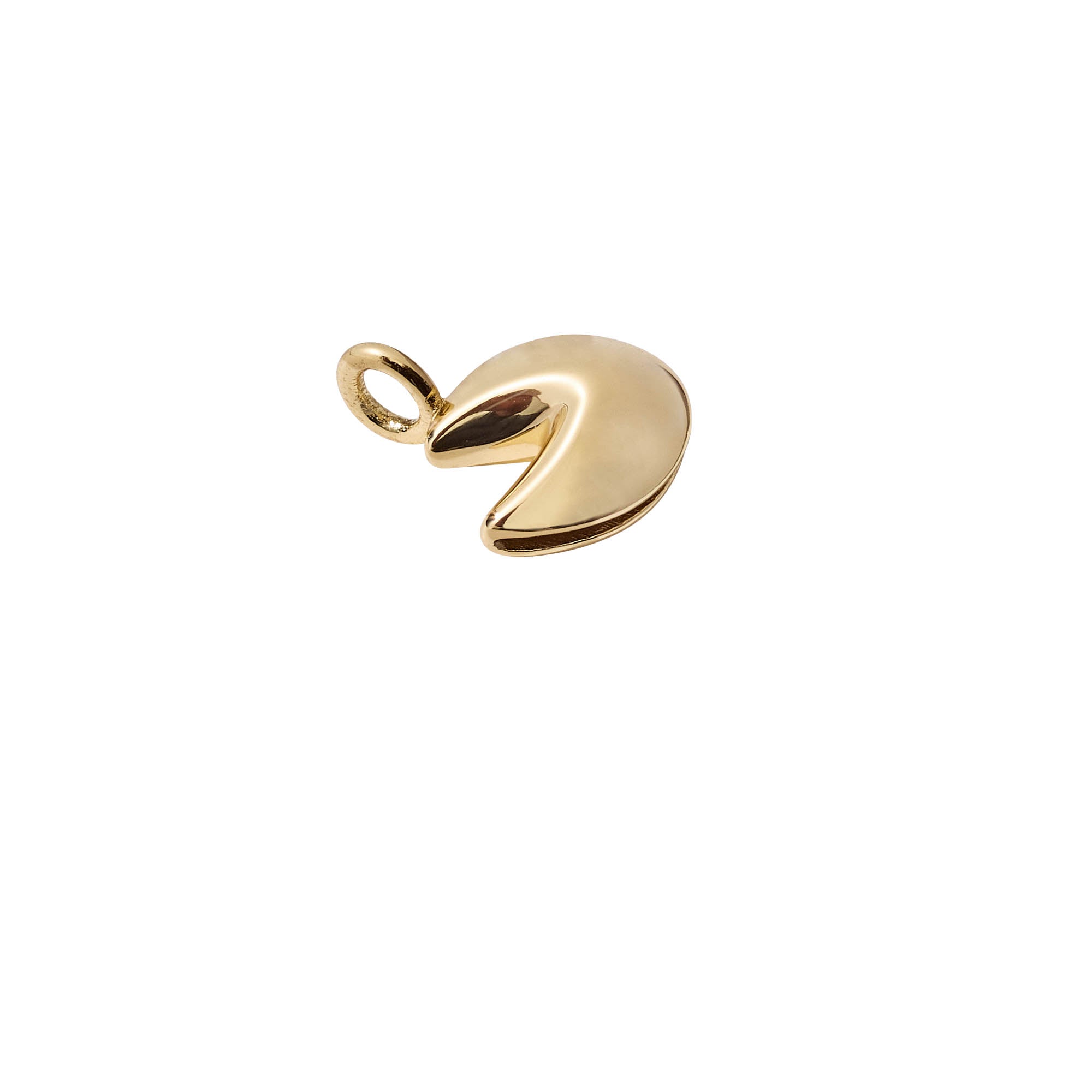 Fortune cookie charm on white background